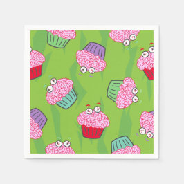 Zombie Brain Cupcake Pattern Serviette