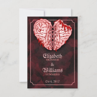 Zombie Brains Wedding RSVP Card Karte