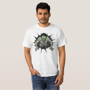 Zombie bricht durch Wand Horror-Geschenk T-Shirt
