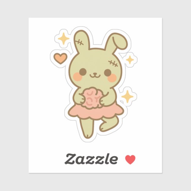 Zombie Bunny mit Candy Brain Aufkleber (Blatt)