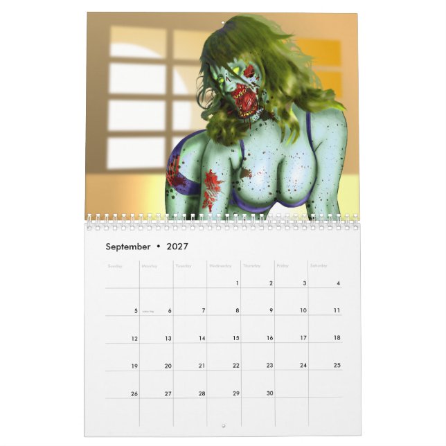 Zombie Button-Oben Kalender (Sep 2027)