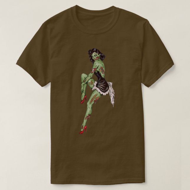 Zombie Button Up Girl Halloween 6941 T-Shirt (Design vorne)
