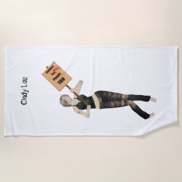 Zombie Button Up Girl Protest I Beach Handtuch