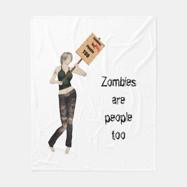 Zombie Button Up Girl Protest I Fleece Blanket (Vorderseite)
