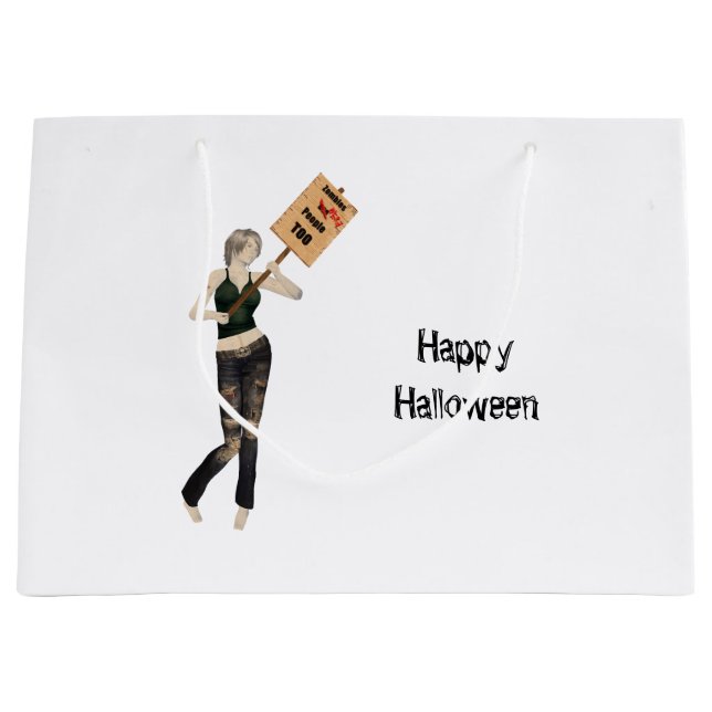 Zombie Button Up Girl Protest I Gift Bag Große Geschenktüte (Vorderseite)