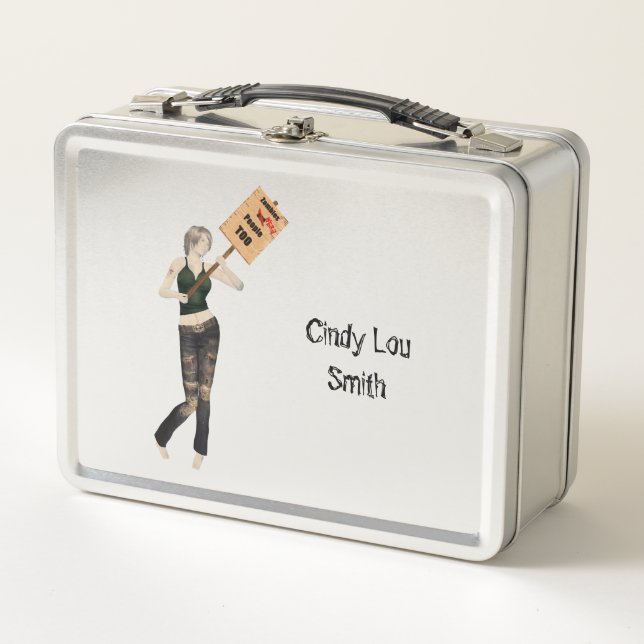 Zombie Button Up Girl Protest I Lunch Box (Vorderseite)