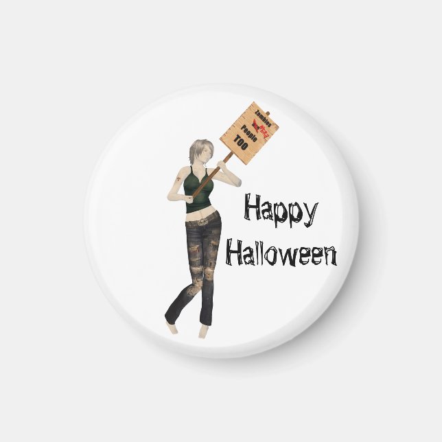 Zombie Button Up Girl Protest I Magnet (Vorne)