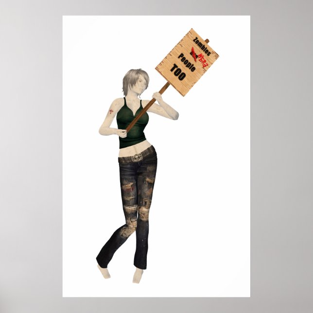 Zombie Button Up Girl Protest I Poster (Vorne)
