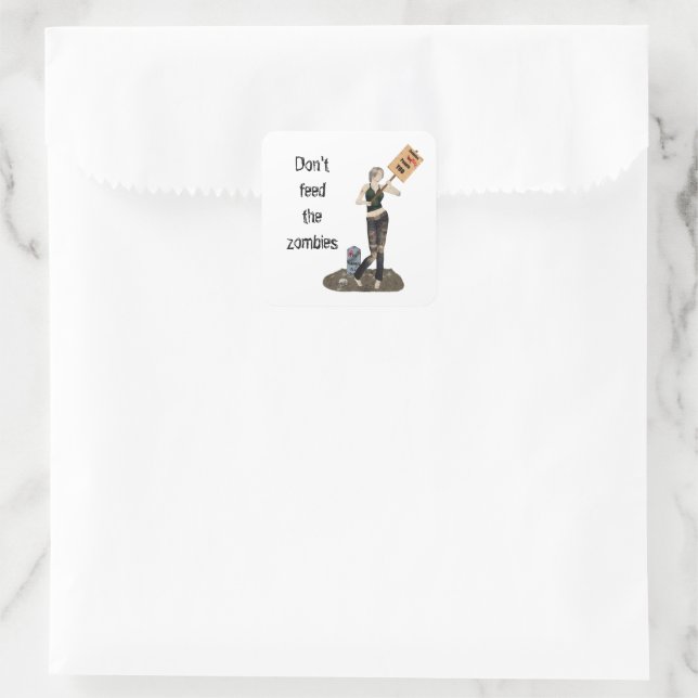 Zombie Button Up Girl Protest II Aufkleber (Tasche)