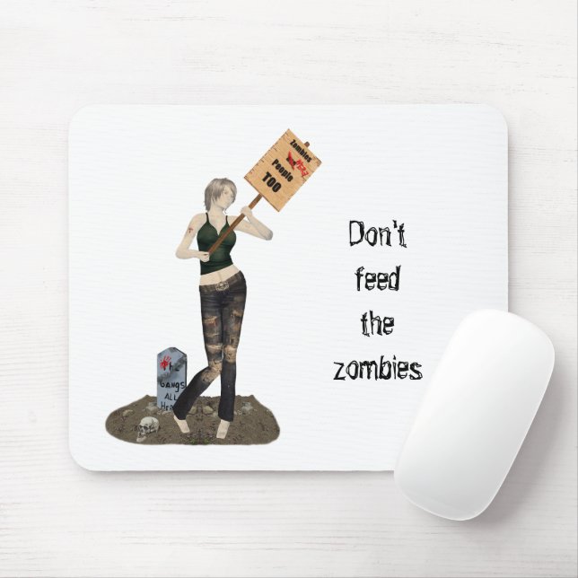 Zombie Button Up Girl Protest II Mouse Pad Mousepad (Mit Mouse)