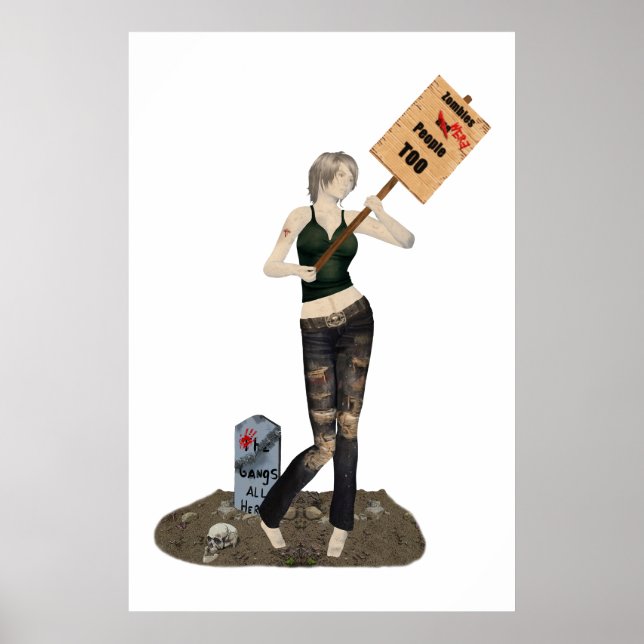 Zombie Button Up Girl Protest II Poster (Vorne)