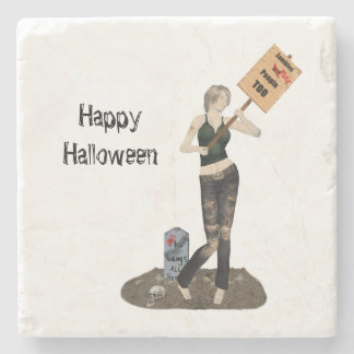 Zombie Button Up Girl Protest II Stone Untersetzer