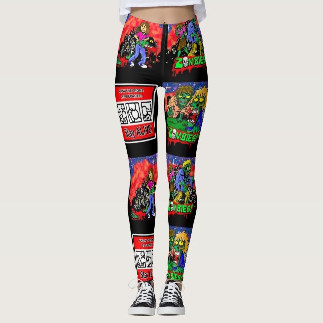 Zombie Cartoon Pattern Leggings (Vorderseite)