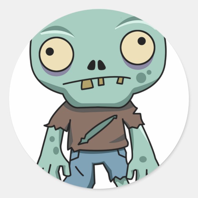 Zombie Cartoon Runder Aufkleber (Vorderseite)