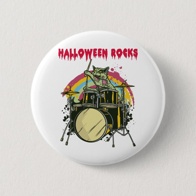 Zombie Cat Drummer Button (Vorderseite)