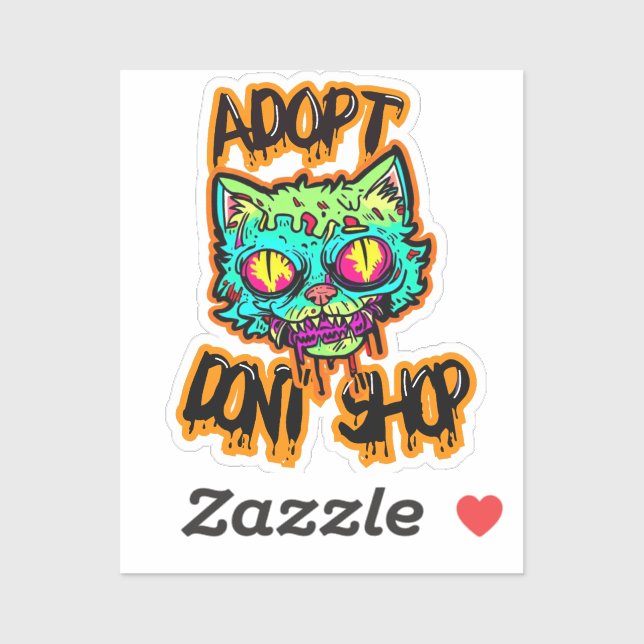 Zombie Cat Funny Memes Illustration Aufkleber (Blatt)