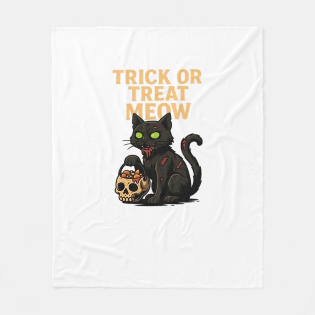 Zombie Cat - Trick oder Treat Meow Halloween Desig Fleecedecke (Vorderseite)