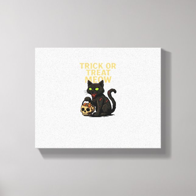 Zombie Cat - Trick oder Treat Meow Halloween Desig Leinwanddruck (Vorderseite)