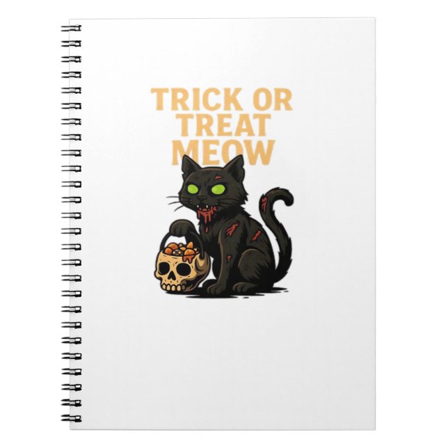 Zombie Cat - Trick oder Treat Meow Halloween Desig Notizblock (Vorderseite)