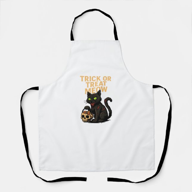 Zombie Cat - Trick oder Treat Meow Halloween Desig Schürze (Vorderseite)