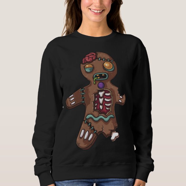 Zombie Christmas Gingerbread Man Funny X-Mas Holid Sweatshirt (Vorderseite)