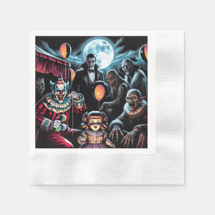 Zombie, Clown, Vamp und Spuk PuppenHalloween Serviette
