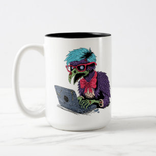 Zombie Computer Crow Zweifarbige Tasse