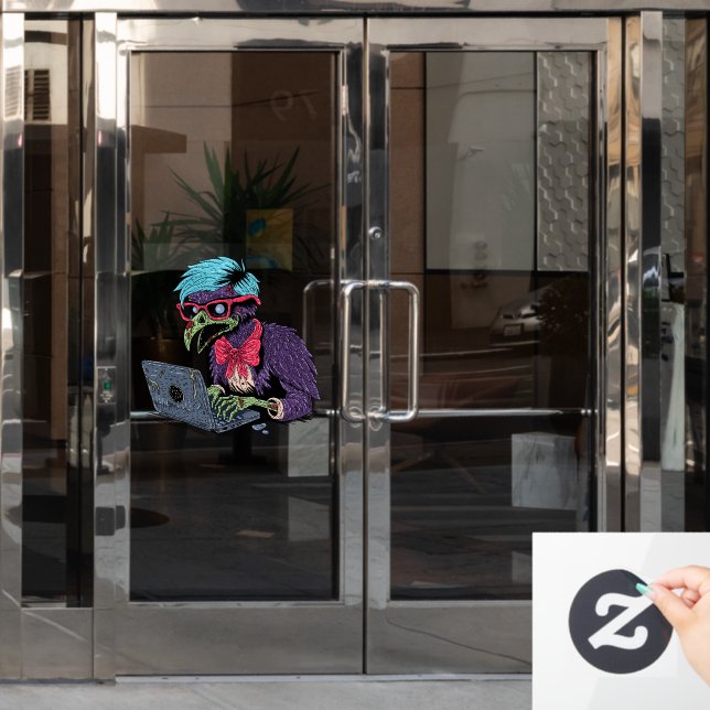 Zombie-Computer-Krähe Fensteraufkleber (Büro Tür)