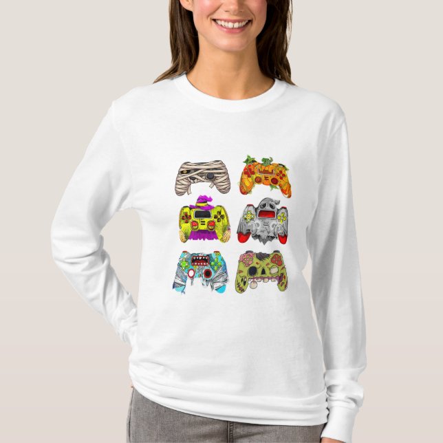 Zombie Controller Halloween T - Shirt für Gamer (Vorderseite)