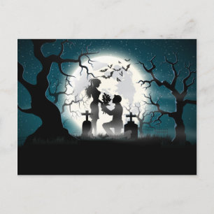 Zombie Couple auf dem Friedhof Postkarte