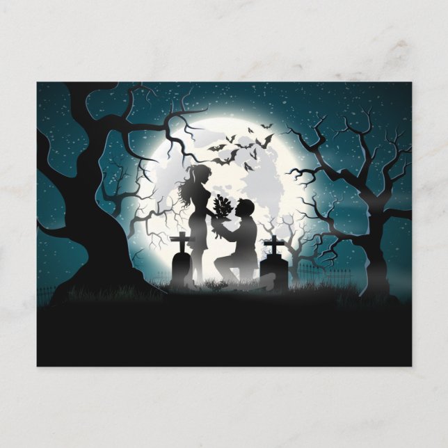 Zombie Couple auf dem Friedhof Postkarte (Vorderseite)