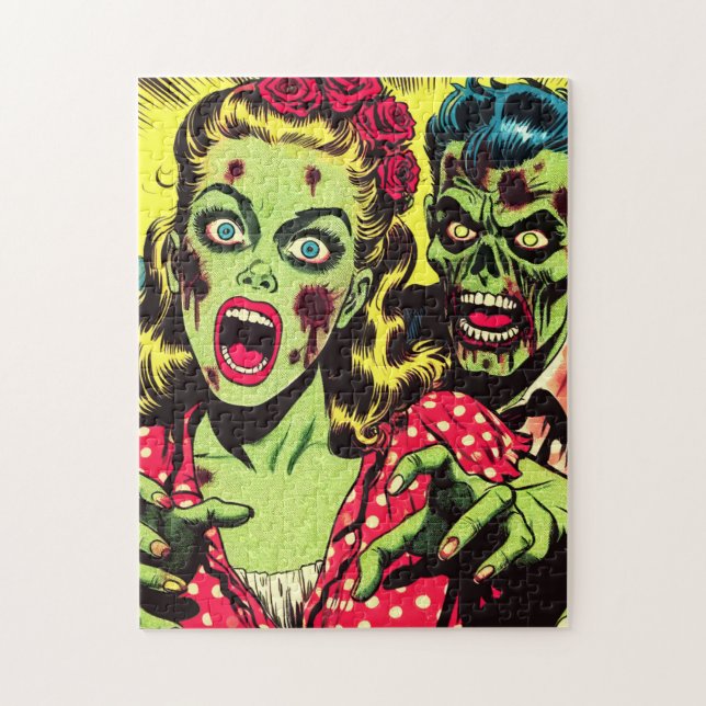 Zombie Couple Retro Comic (Vertikal)