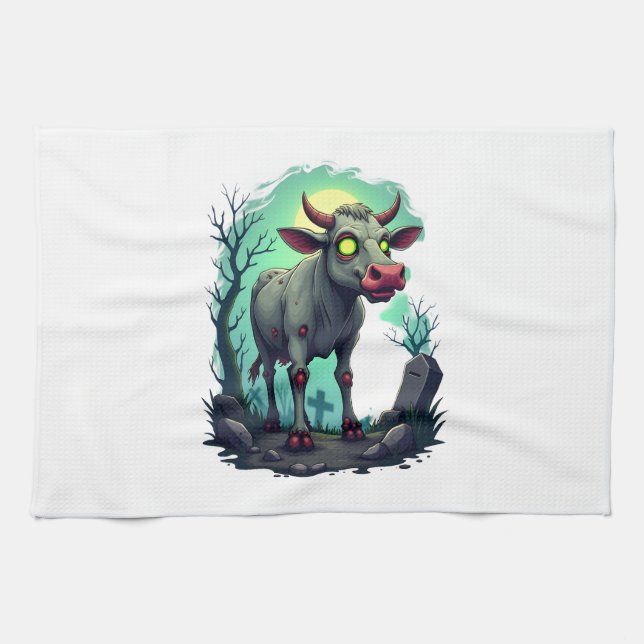 Zombie Cow Apocalypse Geschirrtuch (Horizontal)