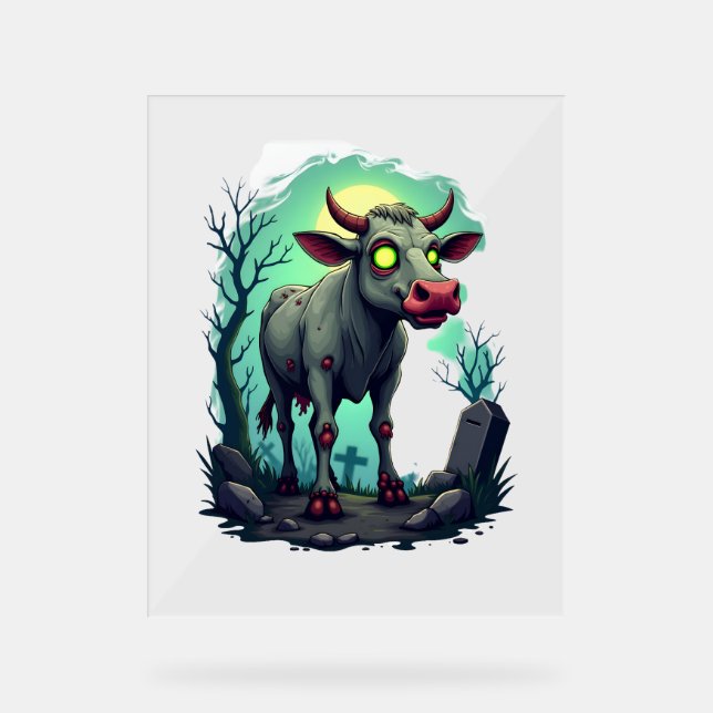 Zombie Cow Apokalypse Acrylschild (Vorderseite)