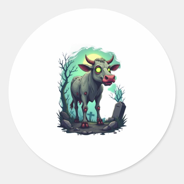Zombie Cow Apokalypse Runder Aufkleber (Vorderseite)