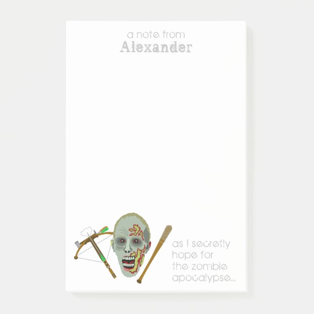 Zombie Crossbow Bat | Funny Apokalypse Notes Post-it Klebezettel (Vorderseite)
