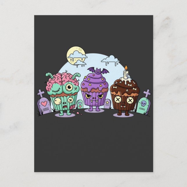 Zombie Cupcake Halloween Postkarte (Vorderseite)