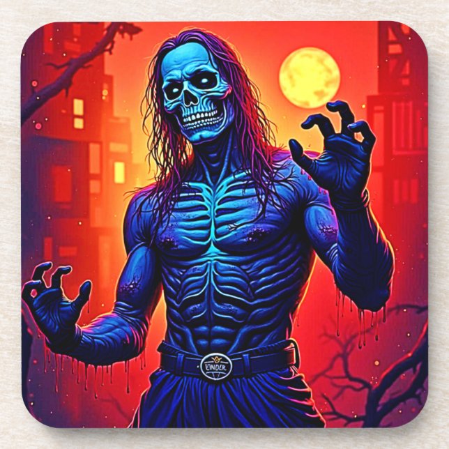 Zombie-Dämon in Stadtdesign Getränkeuntersetzer (Vorderseite)