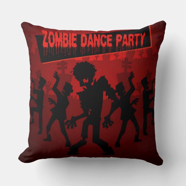 Zombie Dance Party Black & Orange Kissen (Vorderseite)