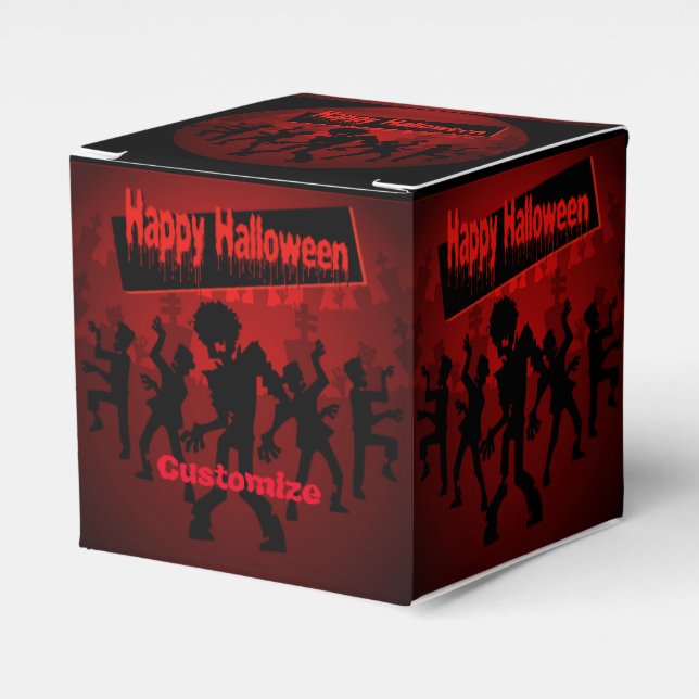 Zombie Dance Party Happy Halloween Cube Geschenkschachtel (Vorderseite)
