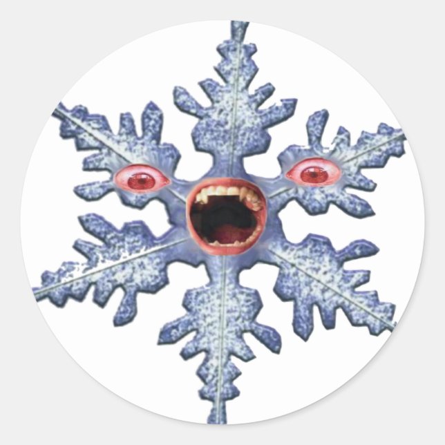 Zombie de flocon de neige ! Stickers ronds désespé (Devant)