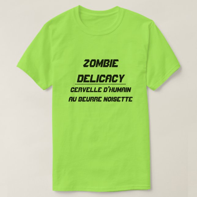 Zombie Delicacy Menschliches Gehirn mit brauner Bu T-Shirt (Design vorne)