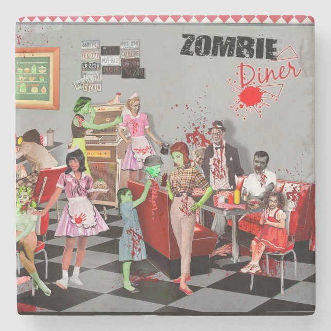 Zombie Diner Steinuntersetzer (Vorderseite)