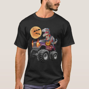 Zombie-Dinosaur fährt Monstertruck Halloween T-Shirt