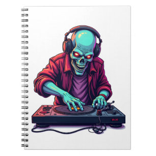 Zombie-DJ � Musik-Festival-Halloween-T-Shirt Notizblock