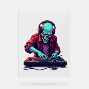 Zombie DJ - Musikfestival Halloween T-Shirt Acrylschild