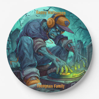 Zombie DJ Rave Halloween-Party Vibes Pappteller