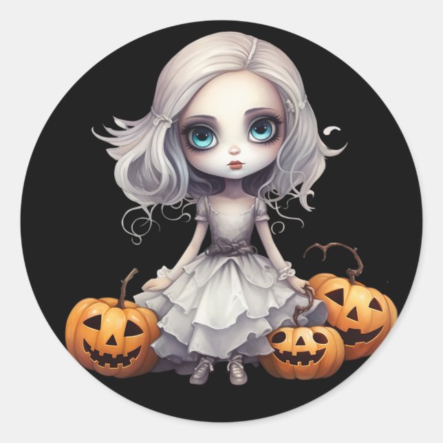 Zombie Doll Runder Aufkleber (Vorderseite)
