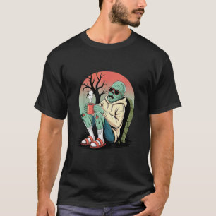 Zombie Drink Kaffee Cartoon Spooky Untot Chill T-Shirt