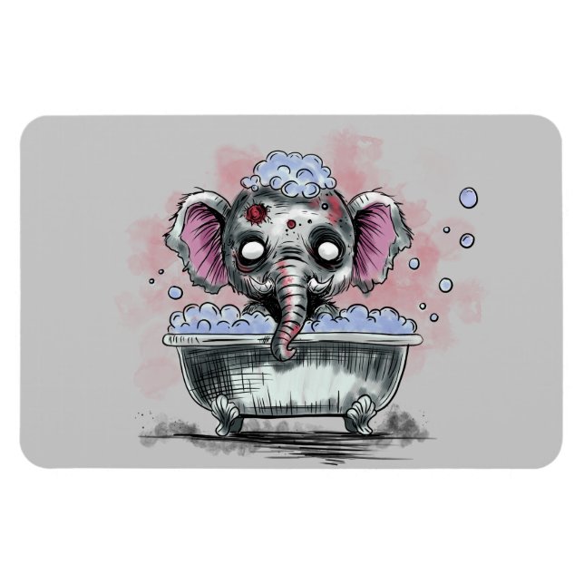 Zombie Elephant in einer Badewanne Magnet (Horizontal)